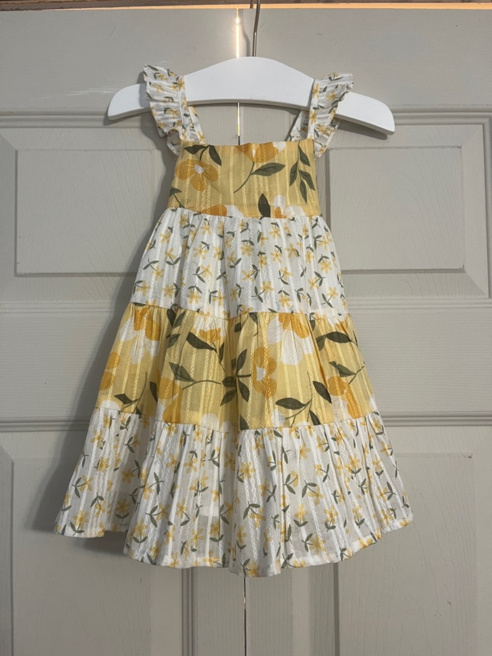 Catherine Malandrino Yellow and White Floral Tiered Sundress